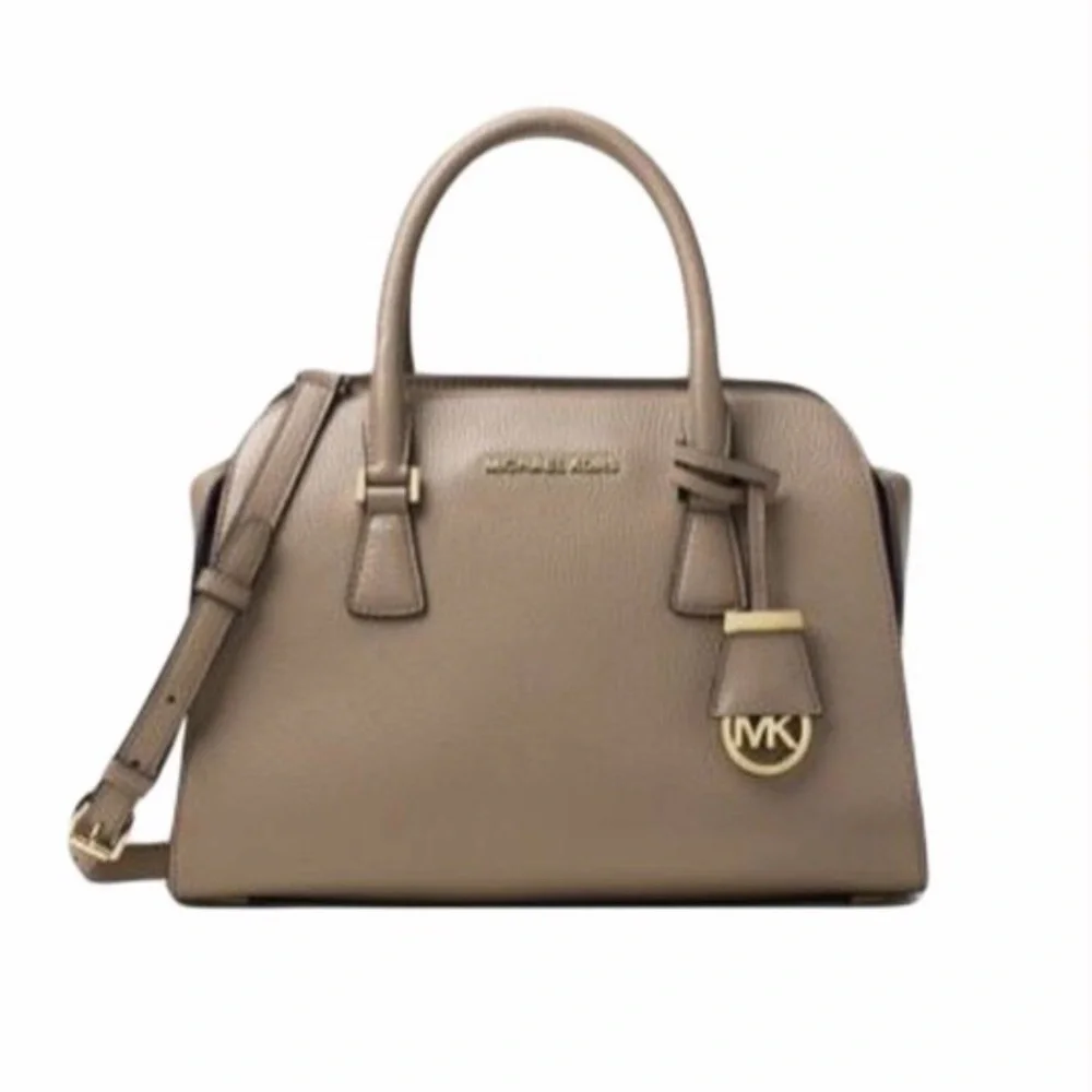 Michael Kors Tan Harper Medium Satchel Pebble Leather Bag